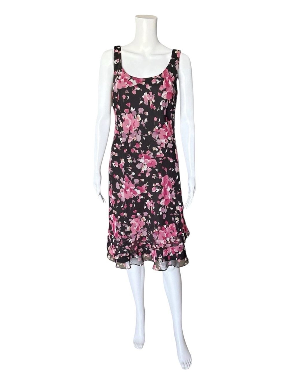 Scarlett Dress Womens 5/6 Sleeveless Ruffle Sundress Black Pink Floral Tropical
